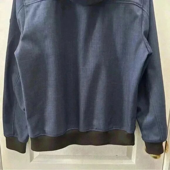 Guess Mens Bomber Jacket Hooded Casual Fall Navy Blue and Black Size Medium - Picture 8 of 12